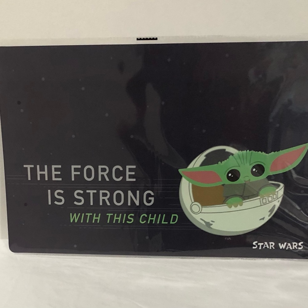 4PK Star wars Baby yoda Placemats The Force is strong with this child blue.
